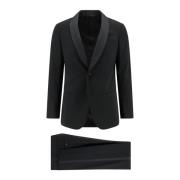 Giorgio Armani Svart kostym med sjalkrage Black, Herr