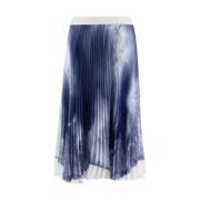 Ermanno Scervino Tryckt Plisserad Midi Kjol Blue, Dam