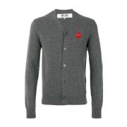 Comme des Garçons Play V-Hals Knapp Cardigan Gray, Herr