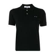 Comme des Garçons Play Klassisk Krage Polo T-Shirt med Svart Hjärta Bl...