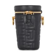 Balmain 1945 quiltad läder minaudière väska Black, Dam