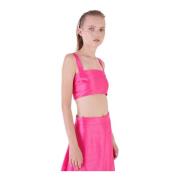 Silvian Heach Kort Tyg Crop Top Pink, Dam