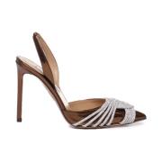 Aquazzura Brun Sammet Juvelerad Slingback Klackar Brown, Dam