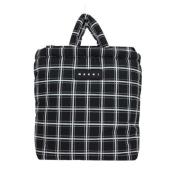 Marni Svart quiltad nylon toteväska med silver hårdvara Black, Herr