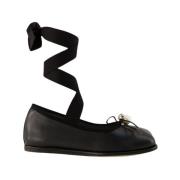 Simone Rocha Svarta Läder Heart Toe Ballerinas Black, Dam