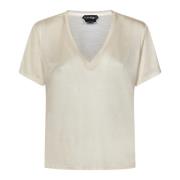 Tom Ford Beige V-ringad Siden T-shirts och Polos Beige, Dam