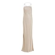 Calvin Klein Neutral Taupe Midi Klänning Beige, Dam