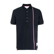 Thom Browne Blå Jersey Bomullspolo med Tricolor Detalj Blue, Herr