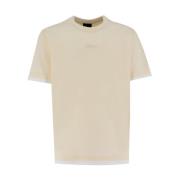 Brioni Broderad bomull T-shirt Beige, Herr