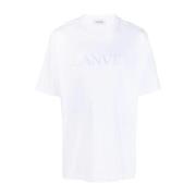 Lanvin Klassisk Broderad T-shirt i Optisk Vit White, Herr