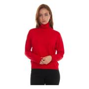 Liu Jo Bättre Pullover med Turtleneck och Lurex Detaljer Red, Dam