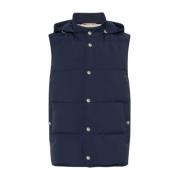 Eleventy Avtagbar Huva Ull Gilet Blue, Herr