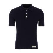 Balmain Midnight Blue Wool Polo Shirt Blue, Herr