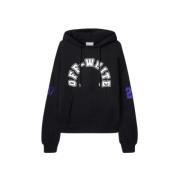 Off White Oversized Svart Bomullshoodie Black, Herr