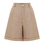 Kocca Utställda shorts med uppvik Beige, Dam