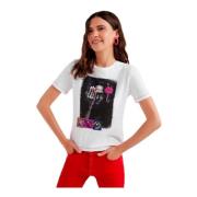Desigual Vit Tryckt T-shirt för Kvinnor White, Dam