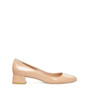 Stuart Weitzman Modern Twist Pump med Rundad Fyrkantig Tå Beige, Dam