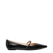 Stuart Weitzman Justera Rem Platta Skor Black, Dam