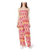 Only Fuchsia Print Square Neck Jumpsuit Pink, Dam