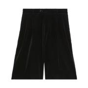 Gucci Svarta Shorts i Stretchig Sammet med Fickor Black, Herr