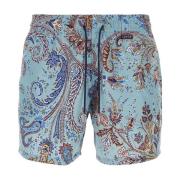 Etro Tryckta badshorts i polyester Blue, Herr