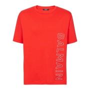 Balmain Präglad T-shirt Red, Herr