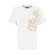 Ermanno Scervino Blommönstrad Bomull T-shirt White, Dam