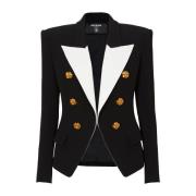 Balmain Slim-fit jacka med ros-knappar Black, Dam