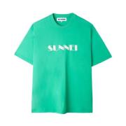 Sunnei Smaragdgrön Logotyp T-shirt Green, Herr