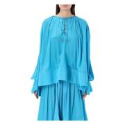 Lanvin Draperad Oversized Skjorta Blue, Dam