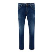 Jacob Cohën Slim Cropped Carrot Jeans Blue, Herr