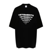 Vetements Svart Bomull T-shirt med Logotryck Black, Dam