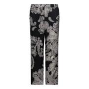 Balmain Svarta Siden Paisley Print Byxor Multicolor, Herr