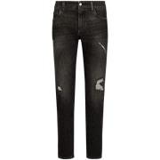 Dolce & Gabbana Svarta Slim-Fit Stretch Jeans i Denim Black, Herr