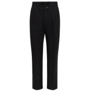 Brunello Cucinelli Svarta Linne Straight-Leg Track Pants Black, Herr