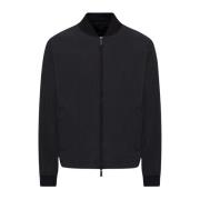 Kiton Svart krispig nylon bomberjacka Black, Herr