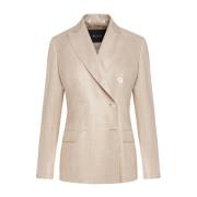 Kiton Beige Bambu Dubbelknäppt Jacka Beige, Dam