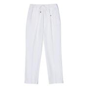 Kiton Vita sidenbyxor med dragsko White, Dam