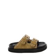 Isabel Marant Beige Slip-on Sandaler med Dubbel-Spänne Detalj Beige, D...