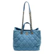 Chanel Vintage Pre-owned Tyg totevskor Blue, Dam