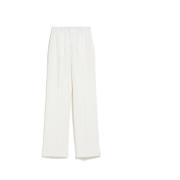 Max Mara Vita Palazzo Byxor i Satin Ull White, Dam