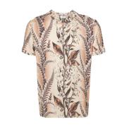 Etro Beige T-shirt med Botaniskt Tryck Multicolor, Herr