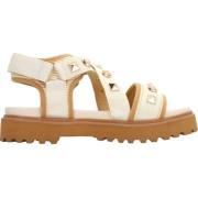 Noa Harmon Studded Flat Sandals Beige, Dam