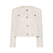 Msgm Kort Tweedkavaj Beige, Dam