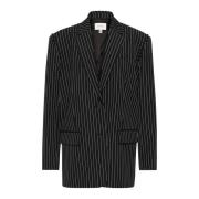 Gestuz Svart Pinstripe Oversize Blazer Jacka Black, Dam