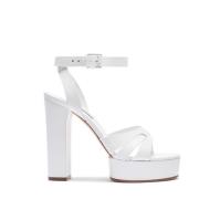 Casadei Vit Läder Plateau Sandal White, Dam