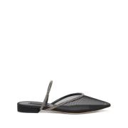 Casadei Mimì Flat - Kristallarmband och Nylon Mesh Black, Dam