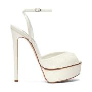 Casadei Jolly Sandal i Mjölkfärgad Glitter White, Dam