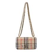 Burberry Vintage Check Bouclé Axelremsväska Beige, Dam