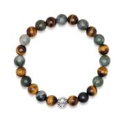 Nialaya Bohemian Aquatic Agate Tiger Eye Armband Gray, Herr